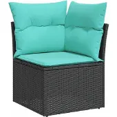 vidaXL Sofa Set Schwarz [Synthetisch]: Poly Rattan