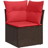 vidaXL Gartensofa-set 11 stk. Braun und Rot Poly-Rattan