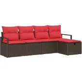 Syfax Gartensofa-set 5 stk. Braun Poly-Rattan
