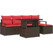 Syfax Gartensofa-set 6 stk. Braun Poly Rattan