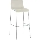 BellaFurn Samt-Barhocker – Barhocker – bequemer Sitz – chromfarbenes Gestell – Creme – 75 cm