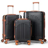 Alightup 3tlg. Hartschalenkoffer Trolley Reisekoffer M/L/XL 360° Rollen Schwarz