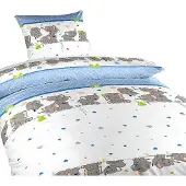 Dadka Krepp-Bettwäsche Elephants denim 90x130, 45x60 cm