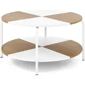 Northix Runder Couchtisch mit Ablage, Weiß & Naturholz