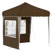 Syfax Pop-up Partyzelt 195 x 195 x 245 cm Braun Oxford-Stoff