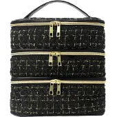 HARAHU Kosmetiktasche VA-40054 - Schwarz/Gold für Reisen KP40054