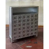 Kunibert Antiker Apothekerschrank mit 36 Schubladen Breite90cm x Höhe105cm silber