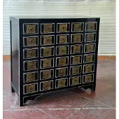 Kunibert Antiker Apothekerschrank mit 30 Schubladen Breite105cm x Höhe100cm schwarz mit Silber
