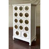Kunibert Antike Apothekerkommode 14 Scgubladen Holz Höhe114cm Farbe:weiß gold