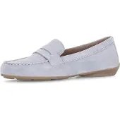 Gabor Mokassin , Damen, Gr. 37, Textil, grau (hellblau), Veloursleder, Schuhe Mokassin, Slipper, Bequemschuh, Flats mit modischem Zierriegel