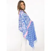 Zwillingsherz Schal "Grafischer Paisley", Damen, royalblau, Web, Obermaterial: 100% Polyester, Modetücher Schal, Mustermix, Schriftzug und Fransen