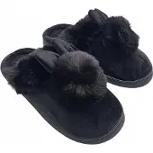 Chung-Shi Damen Winter Hausschuhe mit Ohren, Gr. 36-37, Schwarz