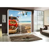 Fun-Möbel Kleiderschrank GILES Schwebetürenschrank mit Grafiken 205x215 cm