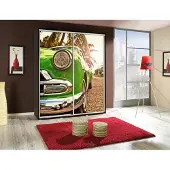 Fun-Möbel Kleiderschrank GILES Schwebetürenschrank mit Grafiken 155x215 cm