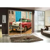 Fun-Möbel Kleiderschrank GILES Schwebetürenschrank mit Grafiken 205x215 cm