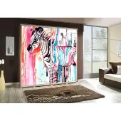 Fun-Möbel Kleiderschrank GILES Schwebetürenschrank mit Grafiken 205x215 cm
