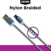Grixx Ladekabel USB-A auf Micro-USB 3 m Laden und Daten Blau-Weiß