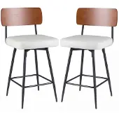 Northix Drehbare Barhocker, 2er-Set, weißes Kunstleder, ergonomisch