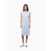 EA7 für Damen. 7W000957_AF12484 Logo-Kleid blau (XXL), Lässig, Baumwolle, Kurzarm