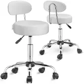 Casaria Rollhocker mit Lehne Höhenverstellbar 2er Set Weiß