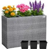 Casaria Polyrattan Blumentopf grau 83x30.5x60cm