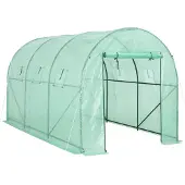 Gardebruk Foliengewächshaus 7m² aufrollbare Tür 6 Fenster Treibhaus Tomatenhaus Folientunnel Anzucht 350x200x200cm