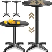 Casaria Stehtisch 2er-Set Ø60cm höhenverstellbar 70/115cm Alu Schwarz