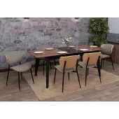 Mendler 6er-Set Esszimmerstuhl HWC-O45, Bugholz Stoff (370g/m²) - natur, hellgrau