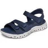 SKECHERS Sandale "GLIDE-STEP SANDAL-COUNT ON ME", Damen, Gr. 36, blau (navy), Lederimitat, Synthetik, Schuhe Sandale, Sommerschuh, Freizeitschuh, Trekkingschuh mit Glide-Step