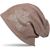 StyleBREAKER Beanie "Warme Beanie Mütze mit Strass Stern", Damen, braun, Obermaterial: 50% Viskose CV. 50% Baumwolle CO., Modisch, Mützen Beanie
