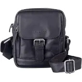 Green Burry GREENBURRY Leder Umhängetasche Fiorentina Travel Crossbody Bag Black schwarz
