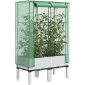 vidaXL Hochbeet mit Gewächshaus-Aufsatz Rattan-Optik 80x40x140 cm