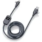 Xoopar , 4-in-1 Lade- und Datenkabel USB A+C / USB C+Lightning, Dunkelgrau
