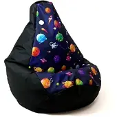 Go Gift Sako bag pouffe pear print black-planets L 105 x 80 cm