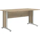 Ebuy24 Prisme Schreibtisch D Eiche Nachbildung und silbergrauer Stahl.