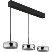 Globo LED-Hängeleuchte Livion, rauchgrau/schwarz, Glas, 85 cm