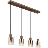 Globo Hängeleuchte Underwood, Länge 105 cm, braun/rauchgrau, MDF