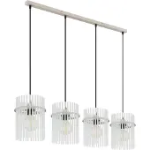 Globo Hängelampe Gorley, weiß/sand, 4-flg., 110 cm, Glas, E27
