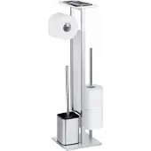 Wenko WC-Garnitur "Debar", weiß, B:18cm H:70,5cm L:21cm, Edelstahl, Glas, Reinigungsbürsten, WC-Garnitur, Stand WC-Garnitur