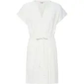Oxmo Minikleid "Minikleid OXNInna Linen Mix Vneck", Damen, Gr. 40, N-Gr, beige (marshmallow), Obermaterial: 80% Viskose LENZING LenzingCV. 20% Leinen LI., Kleider Minikleid