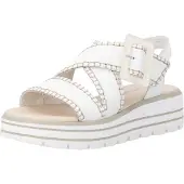 Remonte Plateausandaletten , Damen, Gr. 42, weiß (sanftes weiß), Leder, unifarben, Schuhe Plateausandaletten, Sommerschuh, Riemchensandale mit Klettverschluss