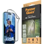 PanzerGlass Ultra Wide Fit Recycelter Antibakterieller Screen Protector Matrix inkl. Applikator für das Apple iPhone 16