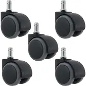 Mendler 5er-Set Hartbodenrollen HWC-H86, Bürostuhl-Rollen Stuhlrollen, 150kg belastbar Ø 11mm grau