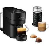De'Longhi NESPRESSO VERTUO Pop | Kaffeekapselmaschine von & Aeroccino Milchaufschäumer | Liquorice Black