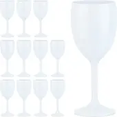 Relaxdays Weingläser Kunststoff 12er Set, bruchfest, BPA-frei, Mehrweg Cocktailgläser, Camping Kunststoffgläser, weiß