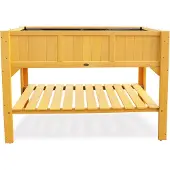 Markenlos Hochbeet mit Leiter 119 x 57 x 90 cm Gelb