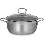 Kruger Bratentopf KRÜGER "Edelstahl-Topf Manhattan", silber (silberfarben), H:9cm L:29cm Ø:20cm, Töpfe, Bratentopf, für Induktions-Kochfelder geeignet