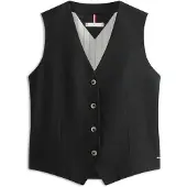 Tommy Hilfiger Anzugweste "NEW ESS LINEN VEST", Damen, Gr. 44, schwarz, Web, Obermaterial: 76% Leinen, 24% Lyocell, unifarben, regular fit normal, V-Ausschnitt, Westen Anzugweste, mit Logo-Stickerei