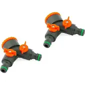 OEM Doppelwasserhahn mit Schließventilen für Gartendüsen - 3/4" und 1" BSP Außendüse - 2 Stück