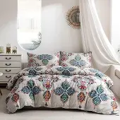 Markenlos Bettwäsche Bohemian Mandala Türkis 220x240cm - 3-teiliges Mikrofaser Bettwäsche Set
